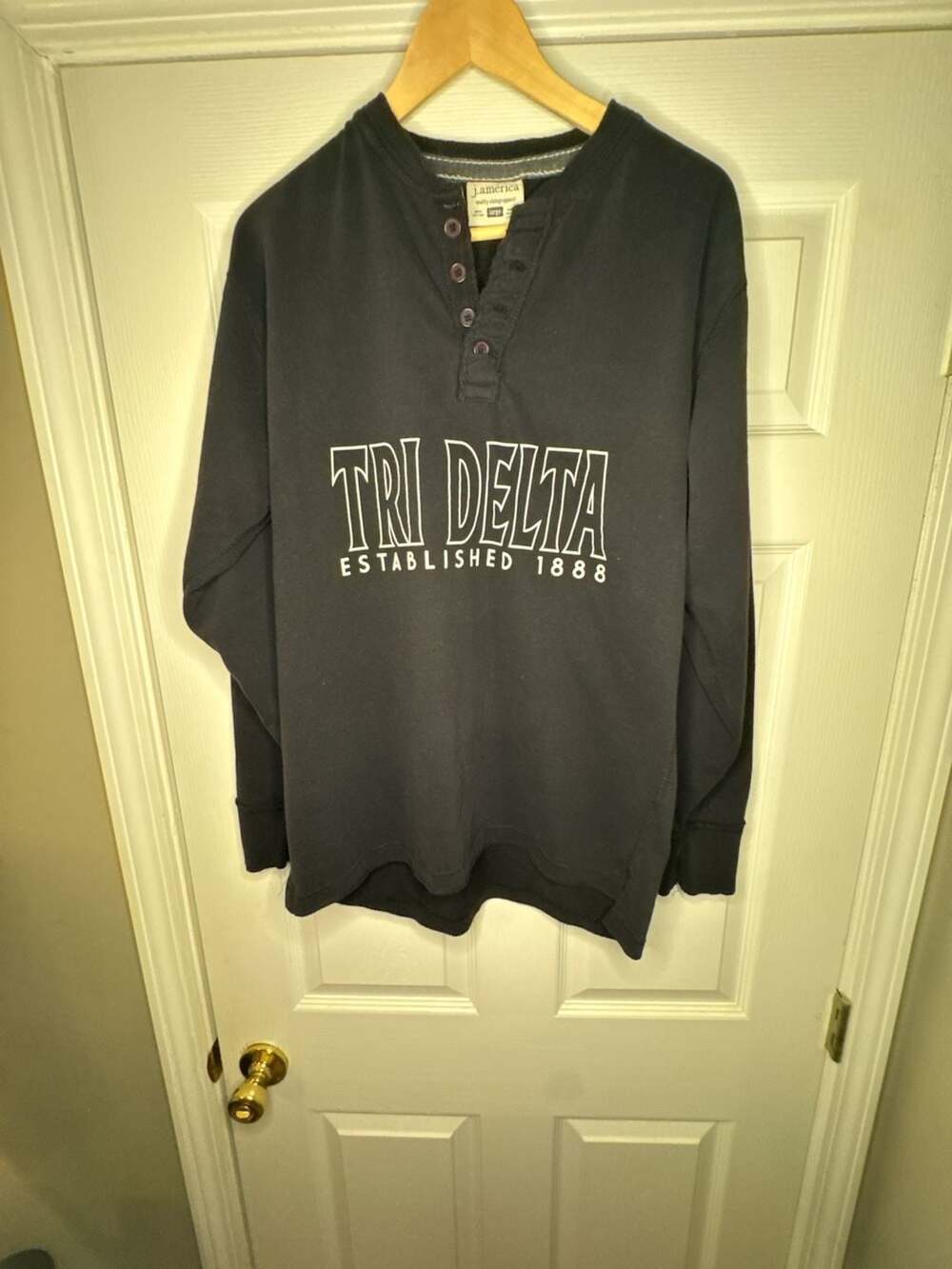 J.America Tri Delta Sorority Long Sleeve Henley Sweatshirt